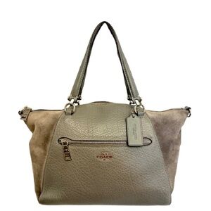 Coach Prairie Satchel Gray Leather & Suede Top Handle Bag Silver Hardware